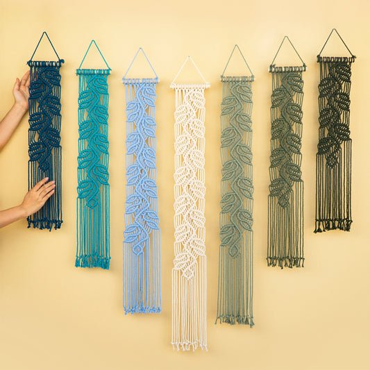 Vela Vertical Macrame Wall Hanging Blue Green Decor