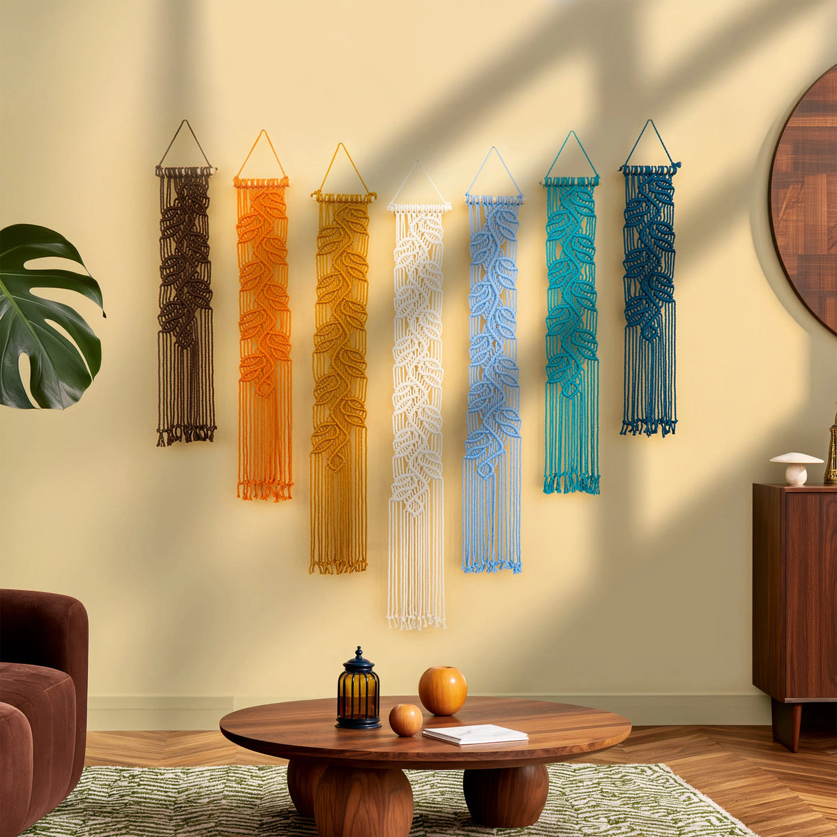 Vela Vertical Macrame Wall Hanging Earth Blue Decor