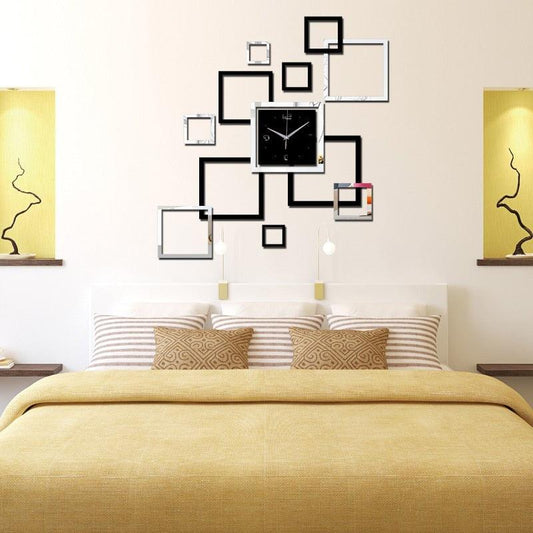 Modern 3D Acrylic Mirror Quartz Wall Clock Home Decoration