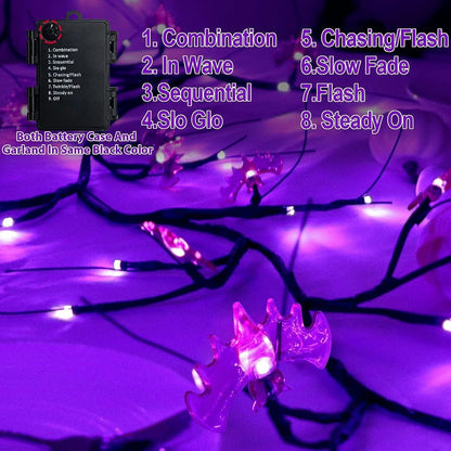 Outdoor Waterproof LED Halloween Decorative Light Rattan Spider Bat Tree Branch Light Party Atmosphere Ghost Festival Chopsticks