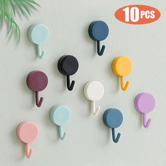 10-Piece Self-Adhesive Wall Hooks for Home Organization