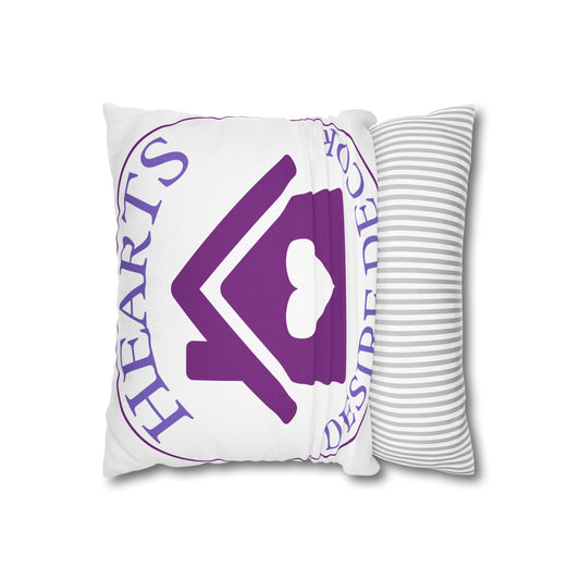 Hearts Desire Decor Square Pillowcase — Purple Home Heart Logo Throw Pillow Cover