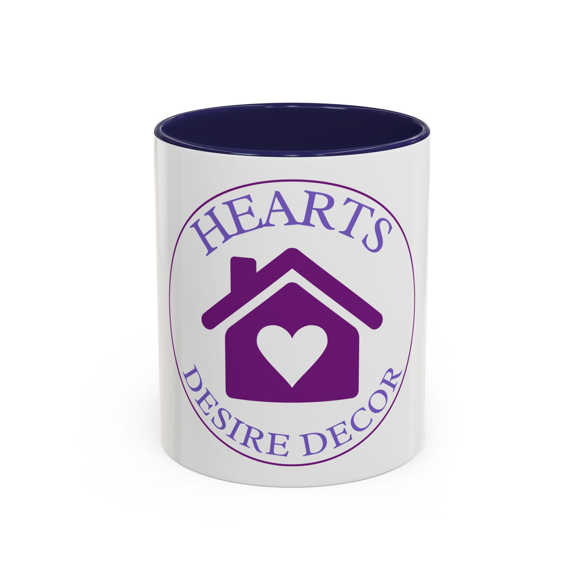 Hearts Desired Decor Accent Coffee Mug — Purple Home & Heart Logo (11/15 oz)