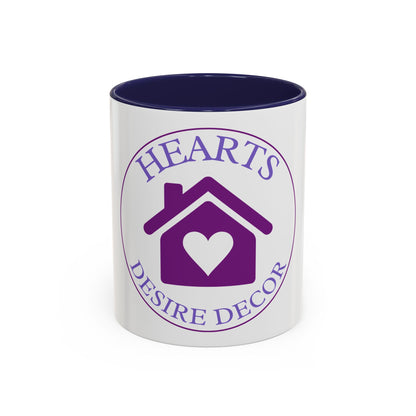 Hearts Desired Decor Accent Coffee Mug — Purple Home & Heart Logo (11/15 oz)