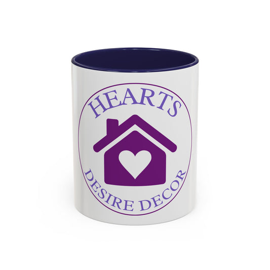 Hearts Desired Decor Accent Coffee Mug — Purple Home & Heart Logo (11/15 oz)