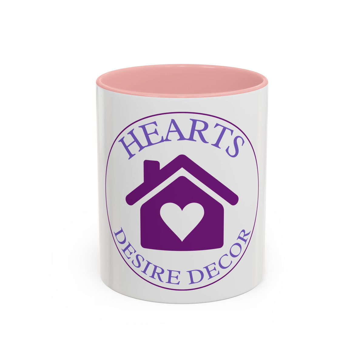 Hearts Desired Decor Accent Coffee Mug — Purple Home & Heart Logo (11/15 oz)