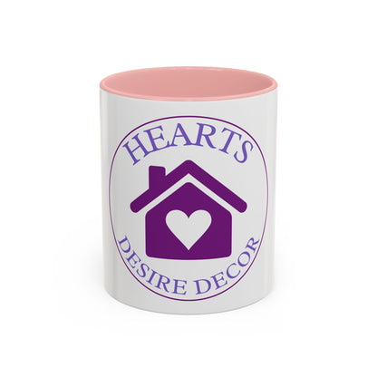 Hearts Desired Decor Accent Coffee Mug — Purple Home & Heart Logo (11/15 oz)