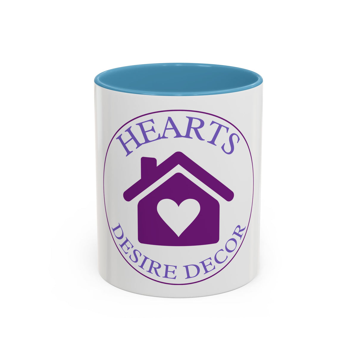Hearts Desired Decor Accent Coffee Mug — Purple Home & Heart Logo (11/15 oz)