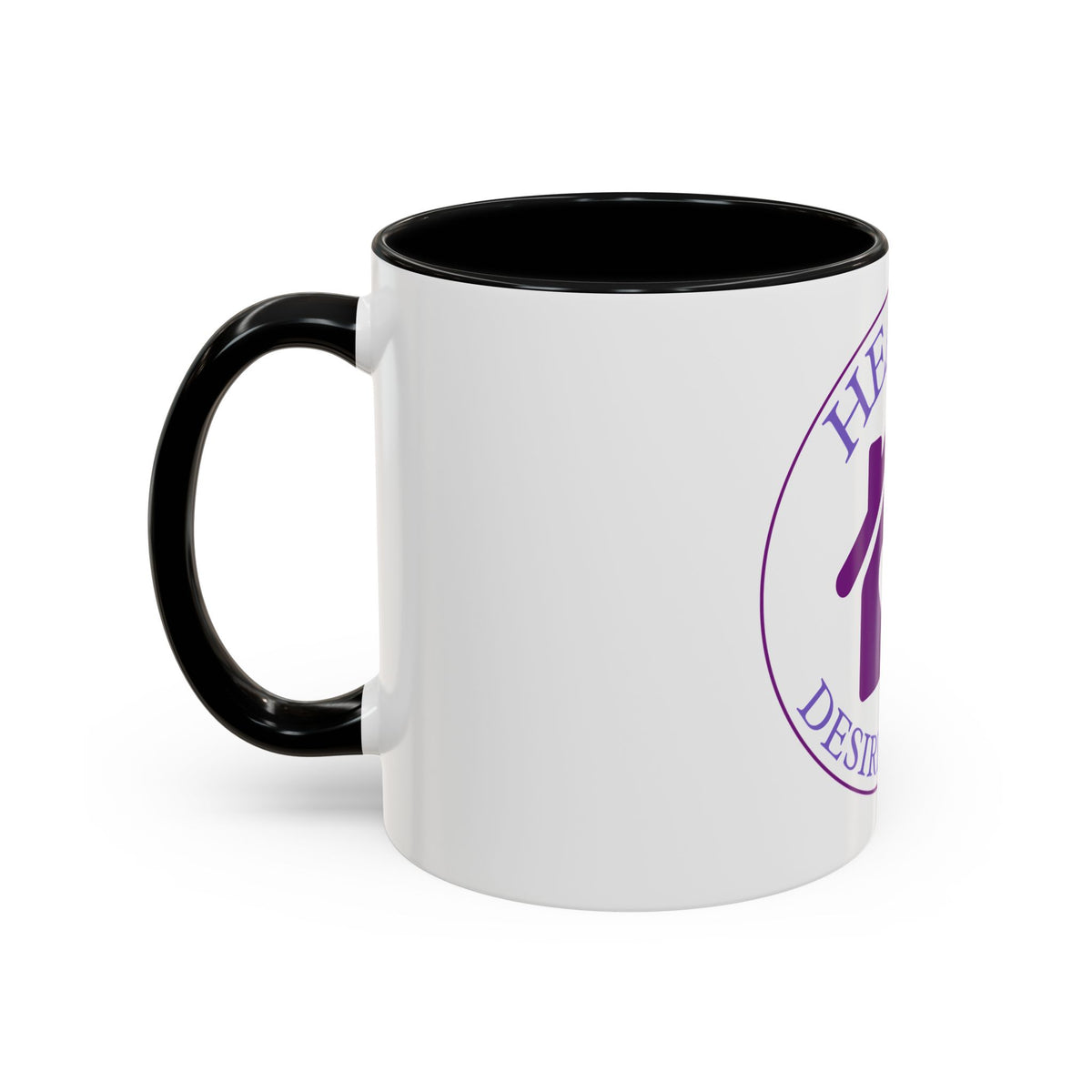 Hearts Desired Decor Accent Coffee Mug — Purple Home & Heart Logo (11/15 oz)
