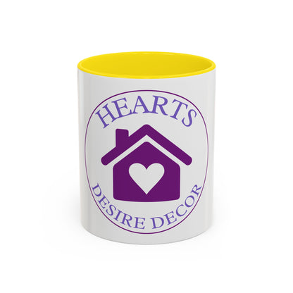 Hearts Desired Decor Accent Coffee Mug — Purple Home & Heart Logo (11/15 oz)