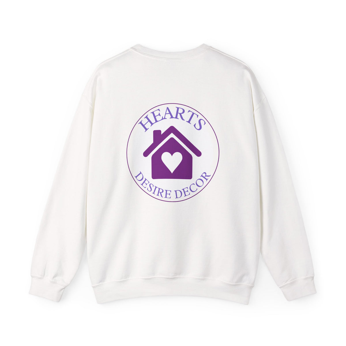 Crewneck Sweatshirt — Hearts Desire Decor Logo (Purple Home Heart)