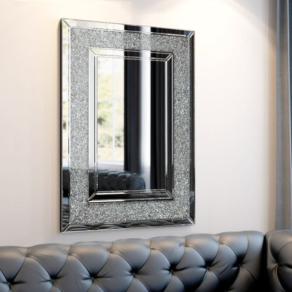 Large Silver Rectangular Wall Mirror for Home Decoration