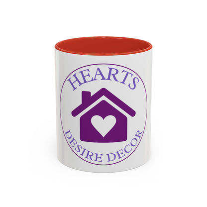 Hearts Desired Decor Accent Coffee Mug — Purple Home & Heart Logo (11/15 oz)