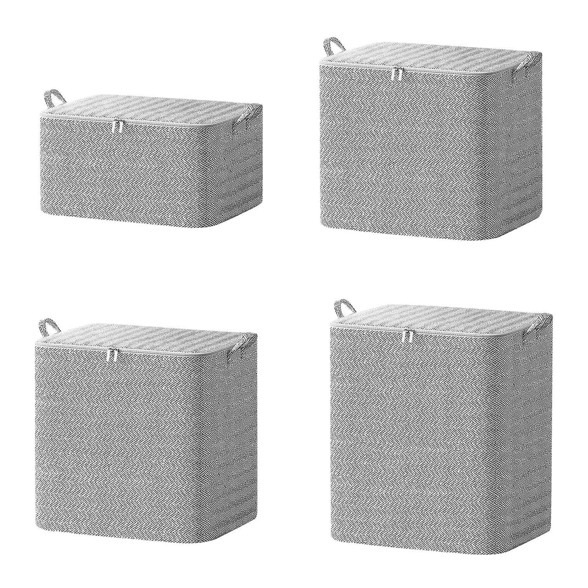 4-Pack Foldable Nonwoven Storage Bags with Zipper Lids