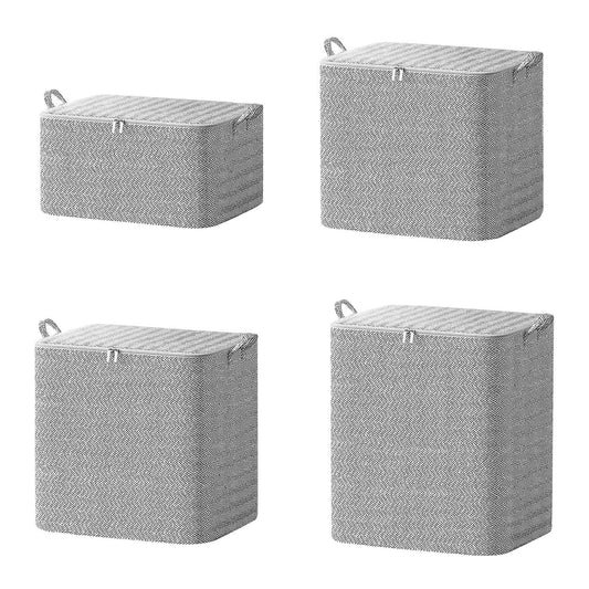 4-Pack Foldable Nonwoven Storage Bags with Zipper Lids