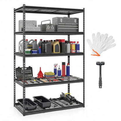 Five-Tier Metal Shelving Unit with 2000-LB Capacity