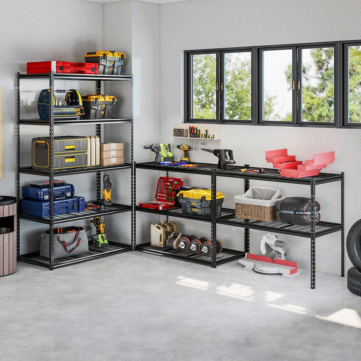 Five-Tier Metal Shelving Unit with 2000-LB Capacity