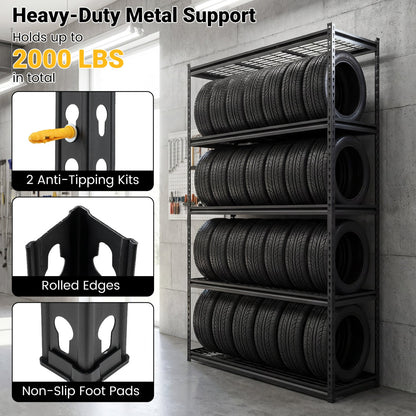 Five-Tier Metal Shelving Unit with 2000-LB Capacity