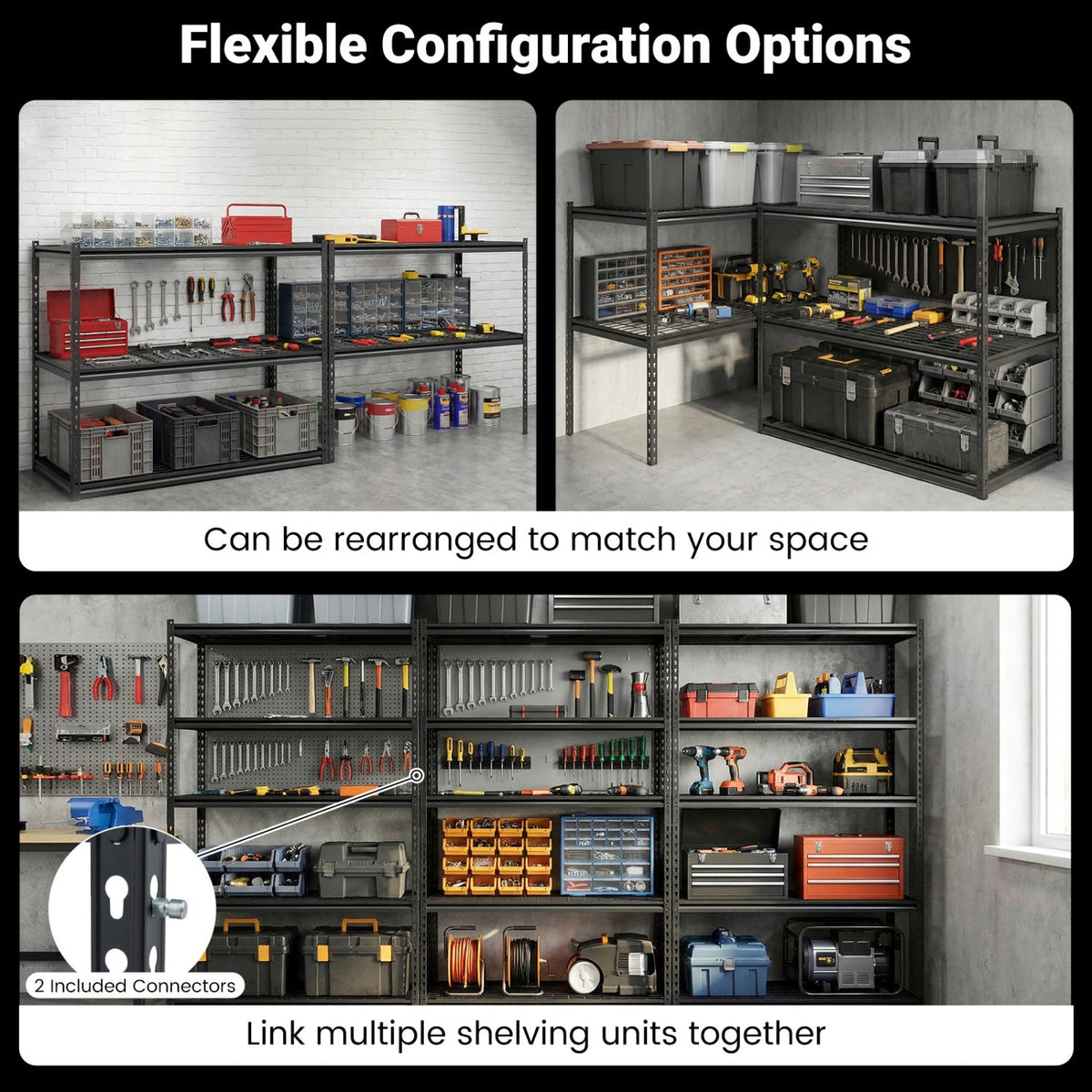 Five-Tier Metal Shelving Unit with 2000-LB Capacity