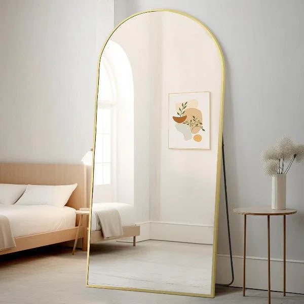 Large Arched Full Length Gold Frame Mirror