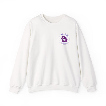 Crewneck Sweatshirt — Hearts Desire Decor Logo (Purple Home Heart)