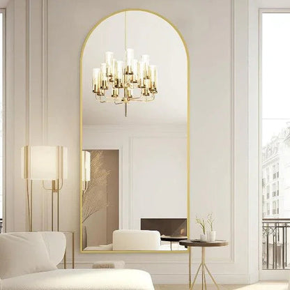 Large Arched Full Length Gold Frame Mirror