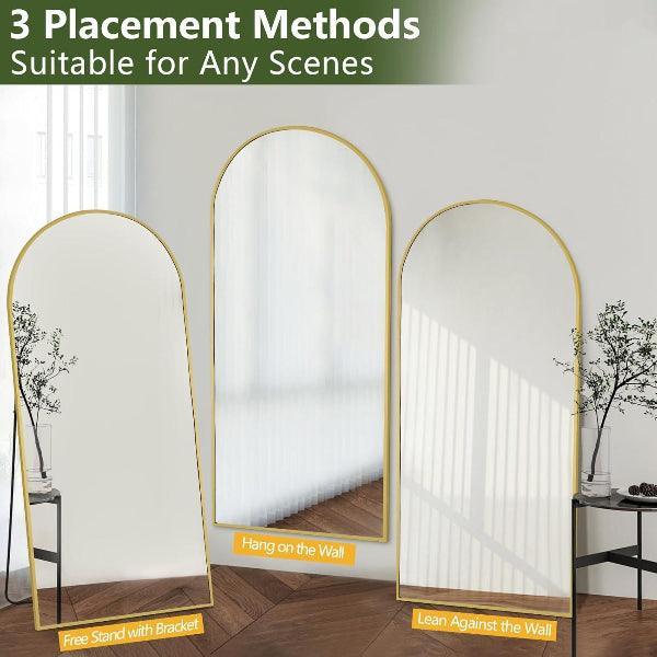 Large Arched Full Length Gold Frame Mirror