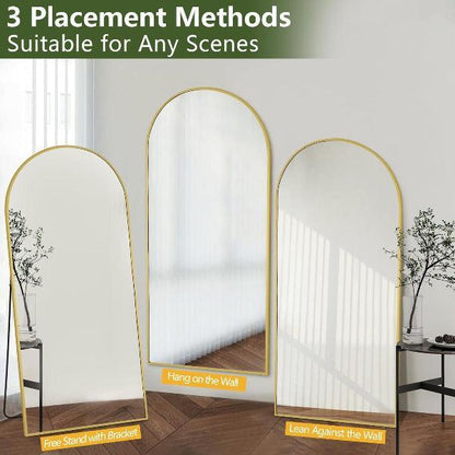 Large Arched Full Length Gold Frame Mirror