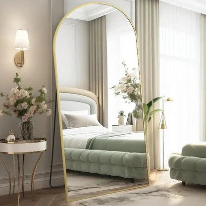 Large Arched Full Length Gold Frame Mirror