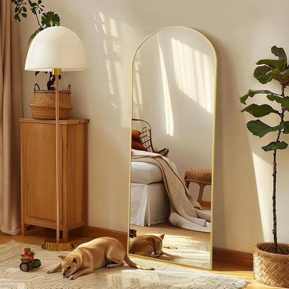 Large Arched Full Length Gold Frame Mirror
