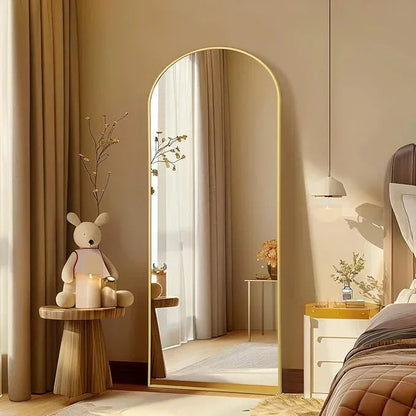 Large Arched Full Length Gold Frame Mirror