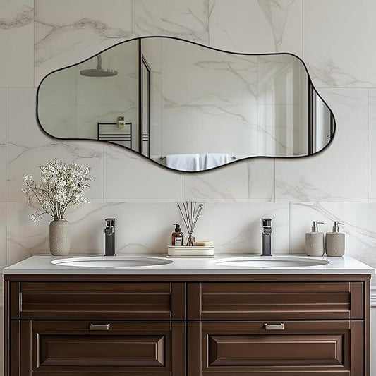 Mirrorons Black Irregular Asymmetrical Modern Wall Mirror