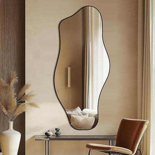 Mirrorons Black Irregular Asymmetrical Modern Wall Mirror
