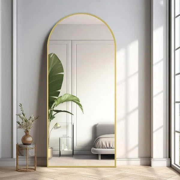 Large Arched Full Length Gold Frame Mirror