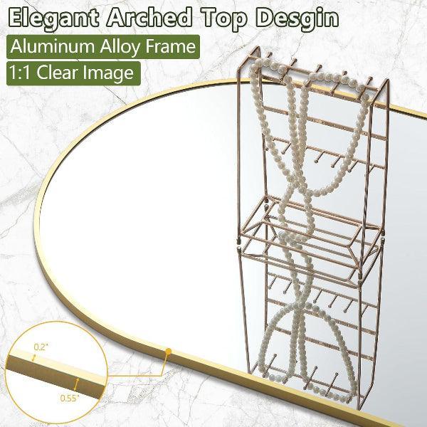 Large Arched Full Length Gold Frame Mirror