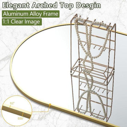 Large Arched Full Length Gold Frame Mirror