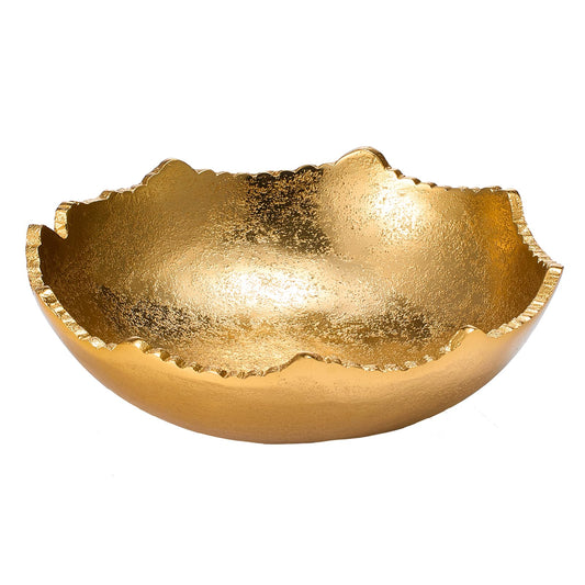 Decorative Gold Moon Hammered Asymmetrical Metal Centerpiece Bowl