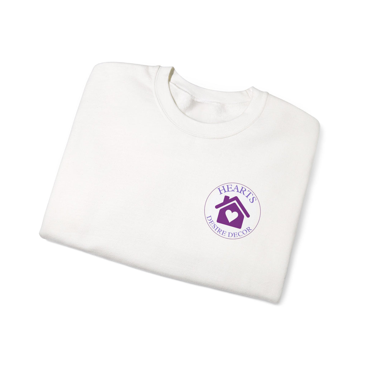 Crewneck Sweatshirt — Hearts Desire Decor Logo (Purple Home Heart)