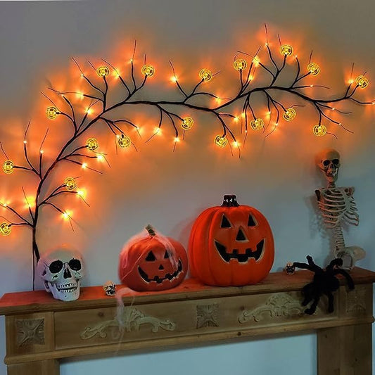 Outdoor Waterproof LED Halloween Decorative Light Rattan Spider Bat Tree Branch Light Party Atmosphere Ghost Festival Chopsticks
