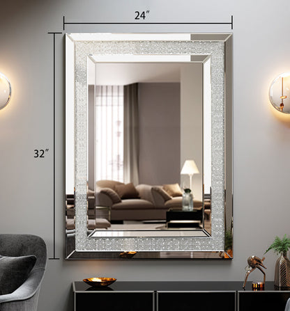 Large Silver Rectangular Wall Mirror for Home Decoration