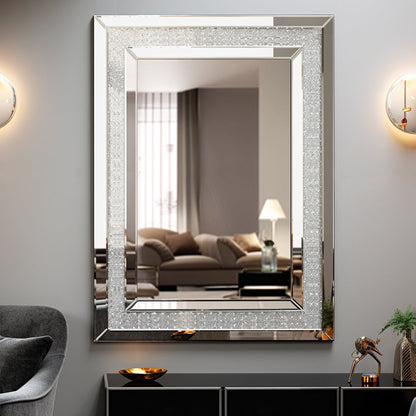 Large Silver Rectangular Wall Mirror for Home Decoration