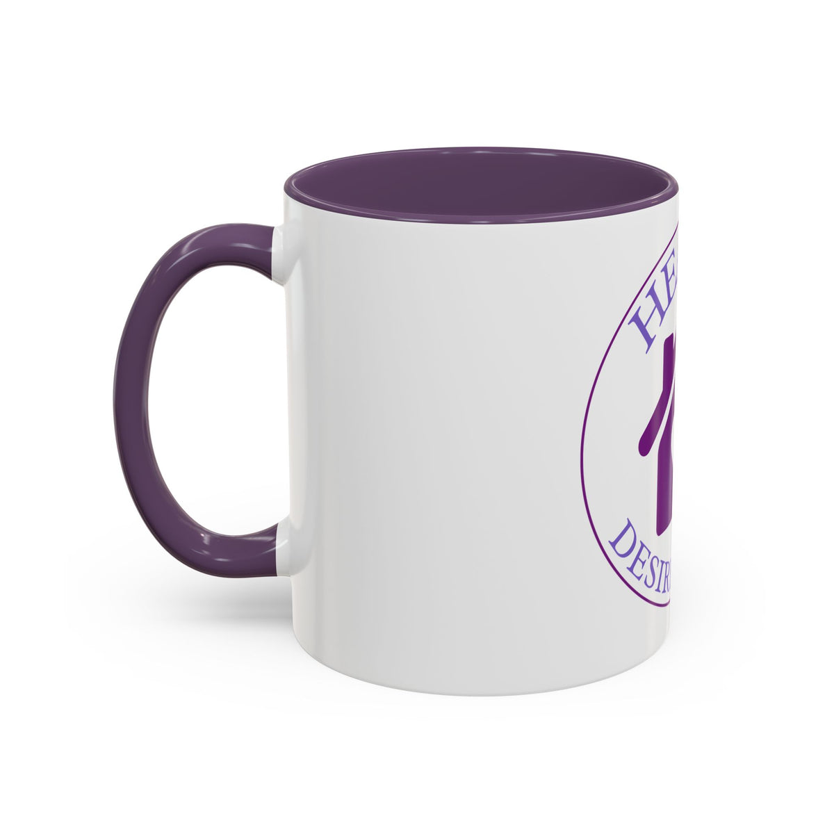 Hearts Desired Decor Accent Coffee Mug — Purple Home & Heart Logo (11/15 oz)