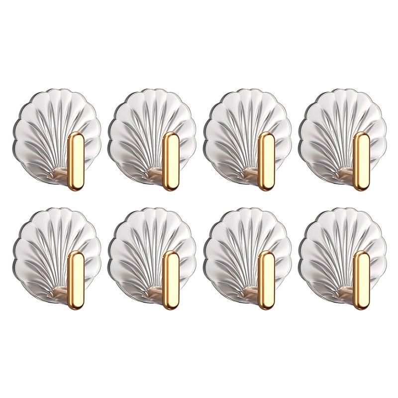 8-Piece Sea Shell Self-Adhesive Decorative Wall Hooks