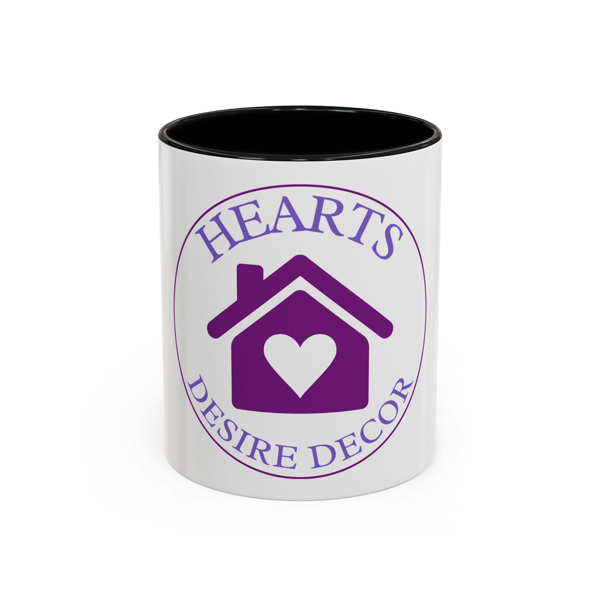 Hearts Desired Decor Accent Coffee Mug — Purple Home & Heart Logo (11/15 oz)