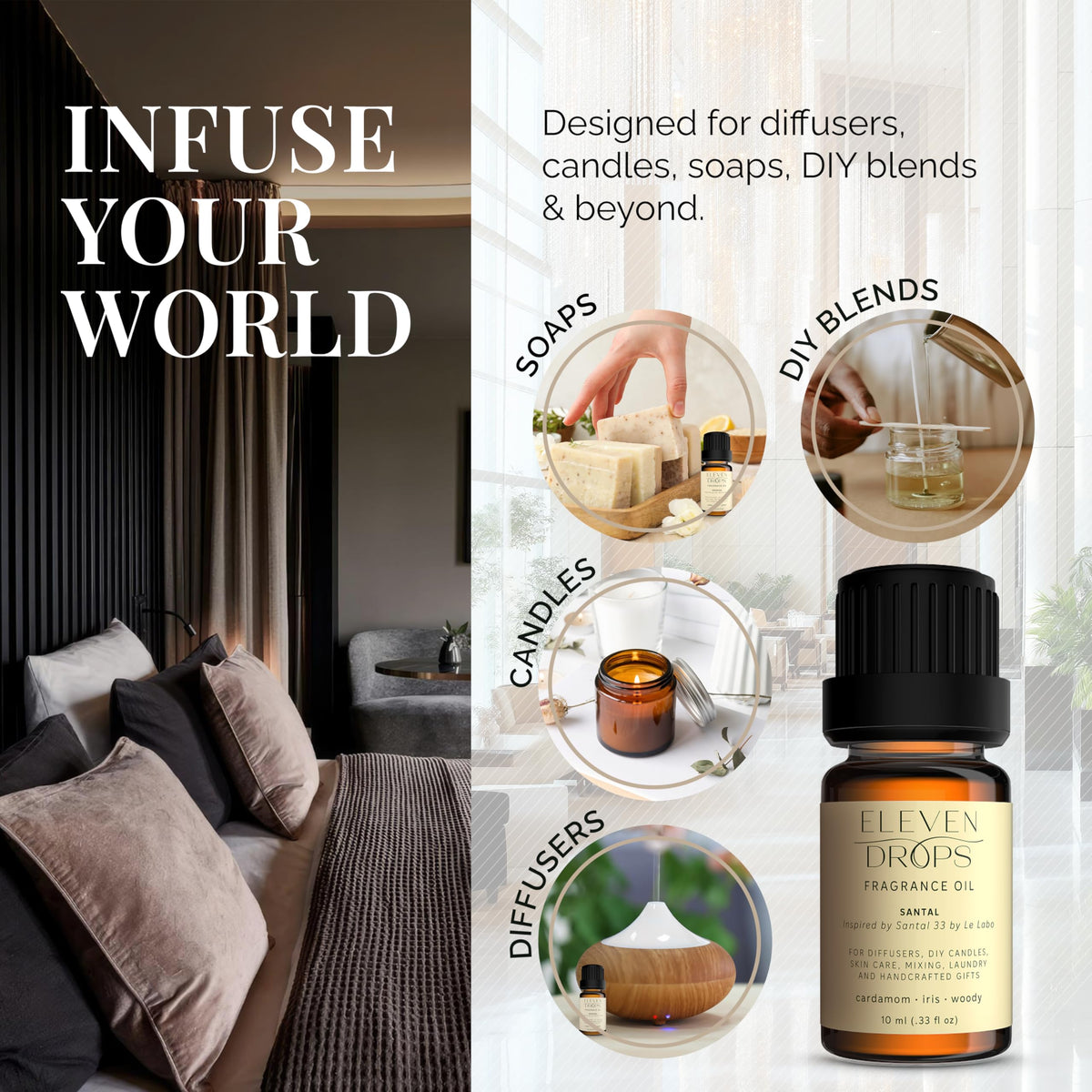Santal Aroma Diffuser Oil Premium Luxury Fragrance