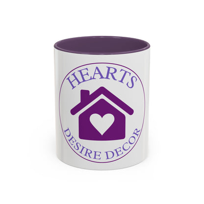 Hearts Desired Decor Accent Coffee Mug — Purple Home & Heart Logo (11/15 oz)