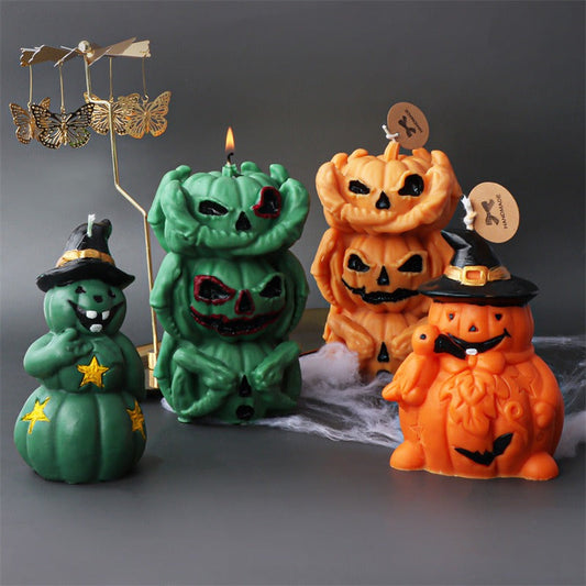 New Halloween Pumpkin Ghost Silicone Candle Mold Frog Owl Fox Pumpkin Animal Scented Plaster Resin