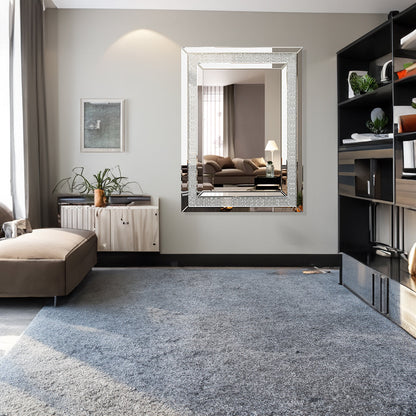 Large Silver Rectangular Wall Mirror for Home Decoration