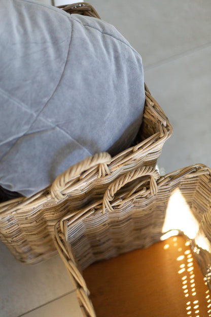 Rattan Square Storage Basket with Convenient Rolling Wheels