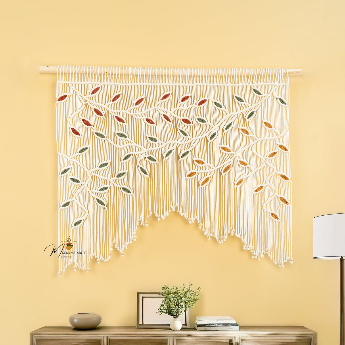 Ethereal Macrame Leaf Curtain Wall Hanging Decor